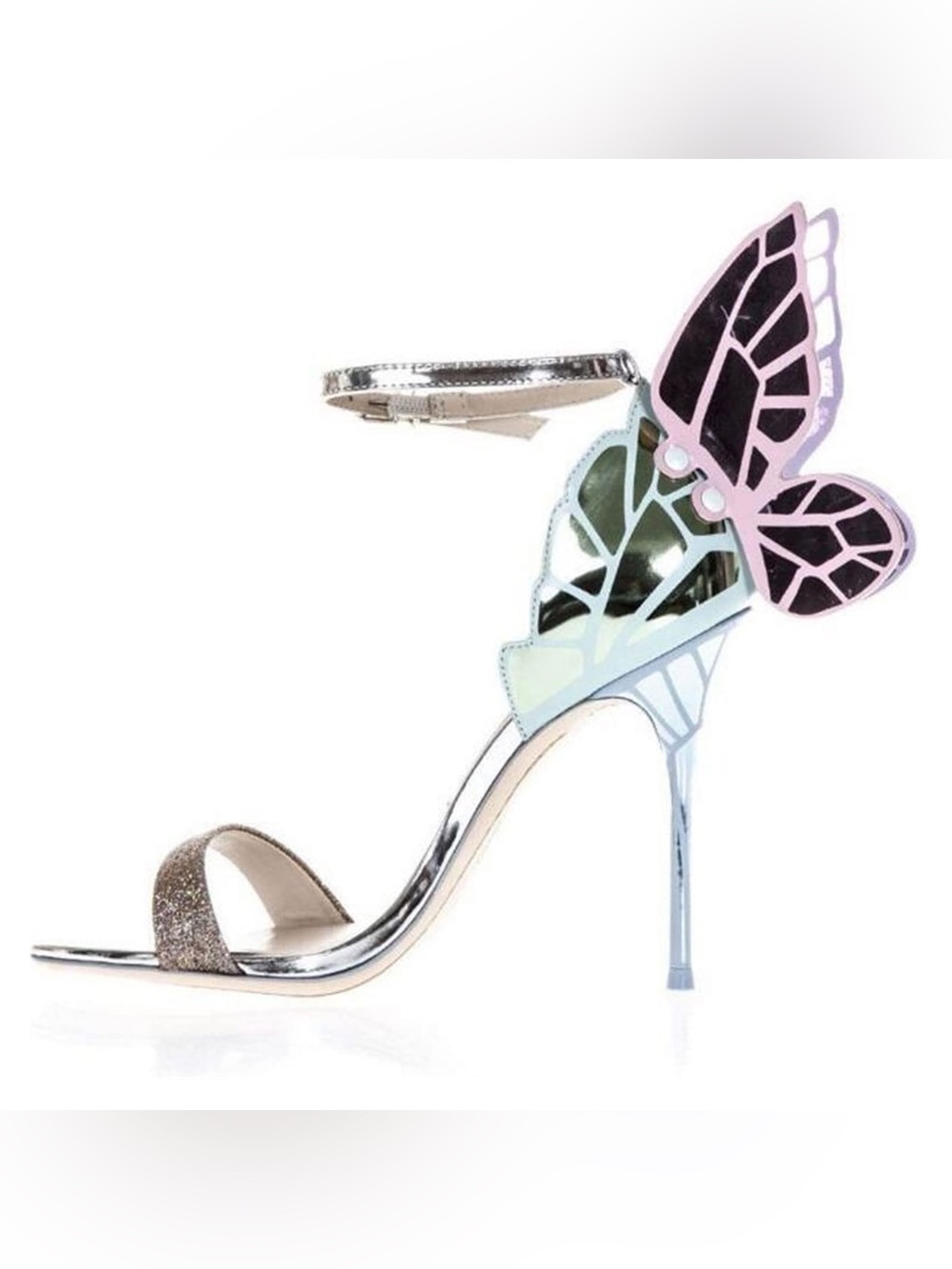 Sophia Webster Silver Heels with Pink & Purple Butterfly Wings - Picture 12 of 15